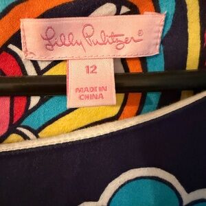Lilly Pulitzer Navy Women’s Dress with Vibrant Patterns Size 12